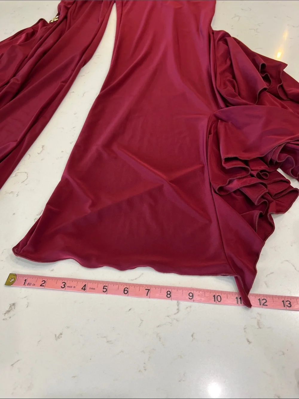 Dance America Burgundy Ruffle Side Slit Pants Made in USA Medium - Picture 10 of 10